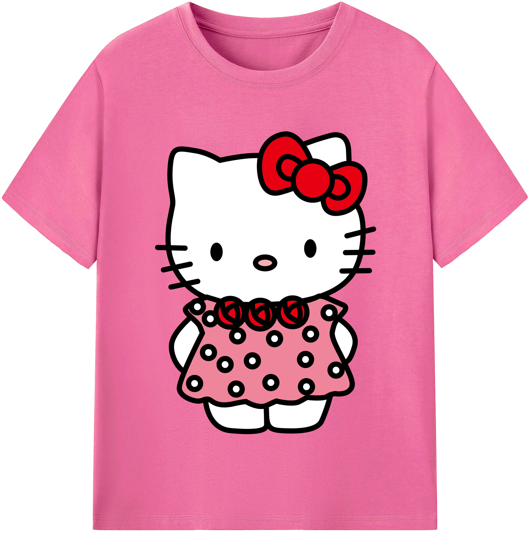（画像用） Hello Kitty ハローキティ レディースカジュアルプリントTシャツ（綿100％）